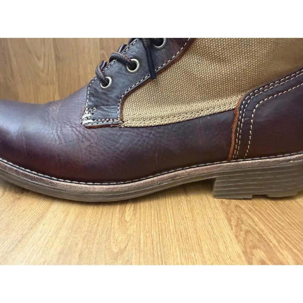 Levi’s Brown Leather Canvas Lace Up Boots Mens 9.5 Rugged Casual